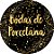 Painel De Festa Redondo 1,50x1,50 - Bodas de Porcelana Efeito Brilhos Dourados 016 - Imagem 1