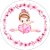 Painel De Festa Redondo 1,50x1,50 - Bailarina Cute Frame Floral 010 - Imagem 1
