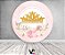 Painel De Festa Redondo 1,50x1,50 - Coroa Realeza Rosa Candy 009 - Imagem 2