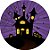 Painel De Festa Redondo 1,50x1,50 - Halloween Castelo Assombrado Roxo 024 - Imagem 1