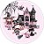 Painel De Festa Redondo 1,50x1,50 - Halloween Bruxinhas Rosa e Preto 034 - Imagem 1