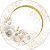Painel De Festa Redondo 1,50x1,50 - Flores Brancas Dourado 136 - Imagem 1
