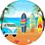 Painel De Festa Redondo 1,50x1,50 - Praia Beach Surf 009 - Imagem 1