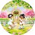 Painel De Festa Redondo 1,50x1,50 - Jardim Floral com Bonecas 051 - Imagem 1