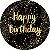 Painel De Festa Redondo 1,50x1,50 - Happy Birthday Efeito Brilhos Dourado 116 - Imagem 1
