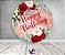 Painel De Festa Redondo 1,50x1,50 - Happy Birthday Efeito Mármore com Flores 134 - Imagem 2