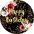 Painel De Festa Redondo 1,50x1,50 - Happy Birthday Dourado Floral 137 - Imagem 1