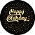 Painel De Festa Redondo 1,50x1,50 - Happy Birthday Efeito Brilhos Dourado 155 - Imagem 1