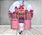 Painel De Festa Redondo 1,50 x 1,50 + Trio De Capas Cilindro - Castelo Rosa 002 - Imagem 2