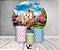 Painel De Festa Redondo 1,50 x 1,50 + Trio De Capas Cilindro - Castelo Jardim Colorido 003 - Imagem 2