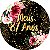 Painel De Festa Redondo 1,50x1,50 - Meus 87 Anos Dourado Floral 119 - Imagem 1