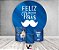 Painel De Festa Redondo 1,50 x 1,50 + Trio De Capas Cilindro - Dia Dos Pais Azul Bigode 021 - Imagem 2
