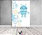 Painel De Festa Vertical 1,50 x 2,20 - Robô Cute Azul e Cinza 013 - Imagem 2