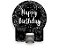 Painel De Festa Redondo 1,50 x 1,50 + Trio De Capas Cilindro - Efeito Brilhos Happy Birthday Prateado 149 - Imagem 1