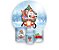 Painel De Festa Redondo 1,50 x 1,50 + Trio De Capas Cilindro - Natal Floresta Papai Noel 003 - Imagem 1