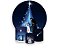 Painel De Festa Redondo 1,50 x 1,50 + Trio De Capas Cilindro - Sagrada Família Natal Azul 008 - Imagem 1
