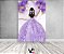 Painel De Festa Vertical 1,50 x 2,20 - Princesa Vestido e Flores Lilás 091 - Imagem 2