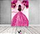 Painel De Festa Vertical 1,50 x 2,20 - Princesa Vestido e Flores Pink 093 - Imagem 2