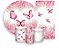 Painel De Festa + Trio De Capas Cilindro + Faixa Veste Fácil - Borboleta Rosa Suave Floral 014 - Imagem 1