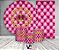 Painel De Festa + Trio De Capas Cilindro + Faixa Veste Fácil - Realeza Capitonê Rosa Pink e Dourado 006 - Imagem 2