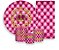 Painel De Festa + Trio De Capas Cilindro + Faixa Veste Fácil - Realeza Capitonê Rosa Pink e Dourado 006 - Imagem 1