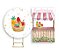 Painel De Festa Redondo 1,50x1,50 + Vertical 1,50x2,20 - Cesta com Frutas Cute 002 - Imagem 1