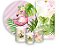 Painel De Festa + Trio De Capas Cilindro + Faixa Veste Fácil - Flamingo Tropical Rosa 001 - Imagem 1
