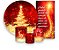Painel De Festa + Trio De Capas Cilindro + Faixa Veste Fácil - Natal Vermelho Efeito Glitter Dourados 004 - Imagem 1
