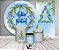 Painel De Festa + Trio De Capas Cilindro + Faixa Veste Fácil - Natal Azul Guirlanda 008 - Imagem 2