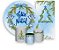 Painel De Festa + Trio De Capas Cilindro + Faixa Veste Fácil - Natal Azul Guirlanda 008 - Imagem 1