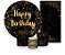 Painel De Festa + Trio De Capas Cilindro + Faixa Veste Fácil - Efeito Brilhos Happy Birthday Dourado 054 - Imagem 1
