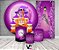 Painel De Festa + Trio De Capas Cilindro + Faixa Veste Fácil - Halloween Roxo Casa de Bruxa 011 - Imagem 2