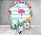 Painel De Festa Redondo 1,50 x 1,50 + Trio De Capas Cilindro - Flamingo Tropical 003 - Imagem 2