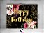 Painel de Festa Horizontal 1,55 X 1,20 - Flores Efeito Brilhos Happy Birthday Dourado 001 - Imagem 2