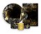 Kit 2 Painéis De Festa + Trio De Capas Cilindro - Tropical Chique Preto com Dourado 008 - Imagem 1