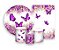 Kit 2 Painéis De Festa + Trio De Capas Cilindro - Borboletas Floral Roxo 015 - Imagem 1