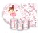 Kit 2 Painéis De Festa + Trio De Capas Cilindro - Bailarina Flores Rosas 004 - Imagem 1