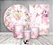 Kit 2 Painéis De Festa + Trio De Capas Cilindro - Jardim Passarinhos Rosa Menina 001 - Imagem 2