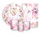 Kit 2 Painéis De Festa + Trio De Capas Cilindro - Jardim Passarinhos Rosa Menina 001 - Imagem 1