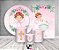 Kit 2 Painéis De Festa + Trio De Capas Cilindro - Batizado Anjinha Frame Floral 012 - Imagem 2