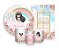 Kit 2 Painéis De Festa + Trio De Capas Cilindro -  Jardim Rosa Aquarela 019 - Imagem 1