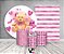 Kit 2 Painéis De Festa + Trio De Capas Cilindro - Chá de Bebê Ursinha Rosa Aquarela 008 - Imagem 2