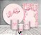 Kit 2 Painéis De Festa + Trio De Capas Cilindro - Laço Rosa com Flores 018 - Imagem 2