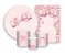 Kit 2 Painéis De Festa + Trio De Capas Cilindro - Laço Rosa com Flores 018 - Imagem 1