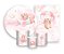 Kit 2 Painéis De Festa + Trio De Capas Cilindro - Ursinha Aviadora Aquarela Rosa e Bege 029 - Imagem 1