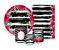 Kit 2 Painéis De Festa + Trio De Capas Cilindro - Flores Rosas e Listras Preto e Branco 005 - Imagem 1