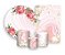 Kit 2 Painéis De Festa + Trio De Capas Cilindro - Flores Efeito Mármore Rosa 006 - Imagem 1