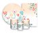 Kit 2 Painéis De Festa + Trio De Capas Cilindro - Flores Salmão e Verde Aquarela 023 - Imagem 1