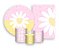 Kit 2 Painéis De Festa + Trio De Capas Cilindro - Margarida Rosa e Amarelo 039 - Imagem 1