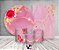 Kit 2 Painéis De Festa + Trio De Capas Cilindro - Flores Efeito Mármore Rosa 011 - Imagem 2